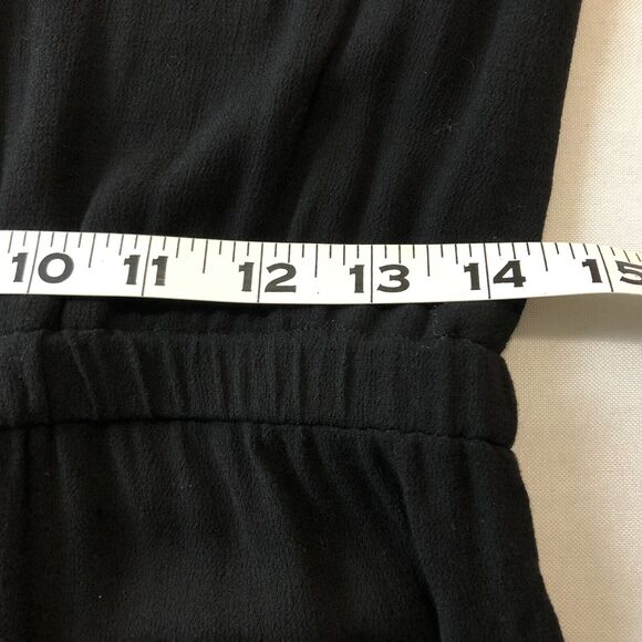 H&M V Neck Tunic Top Women 4 Black Semi-Sheer 3/4 Sleeves Blouse Keyhole Flowy - Picture 9 of 9